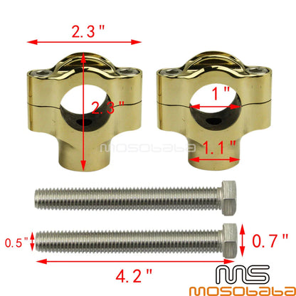 Brass 1" Handlebar Riser Clamps for Harley Chopper Sportster Road Glide