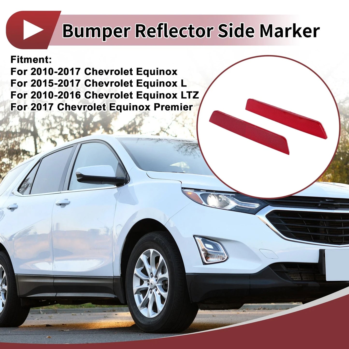 Rear Left & Right Bumper Reflectors for Chevrolet Equinox (2010-2017)