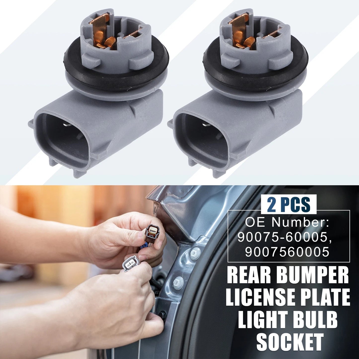 2X Rear License Plate Light Socket 90075-60005 for Lexus GS350 RX350 RX400h (2006–2016)