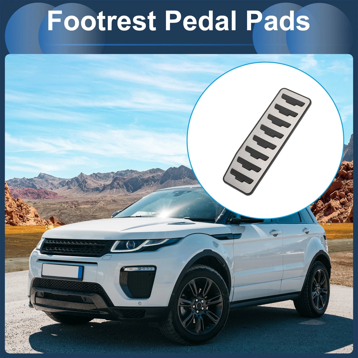 Footrest Pedals Cover for Land Rover Range Rover Evoque (2012–2019) Silver Tone