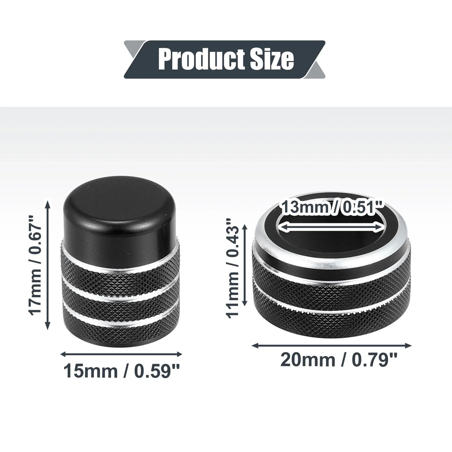 5 x Black Air Vent Knob Trim Covers with GPS Navigation for Honda Civic (2022)