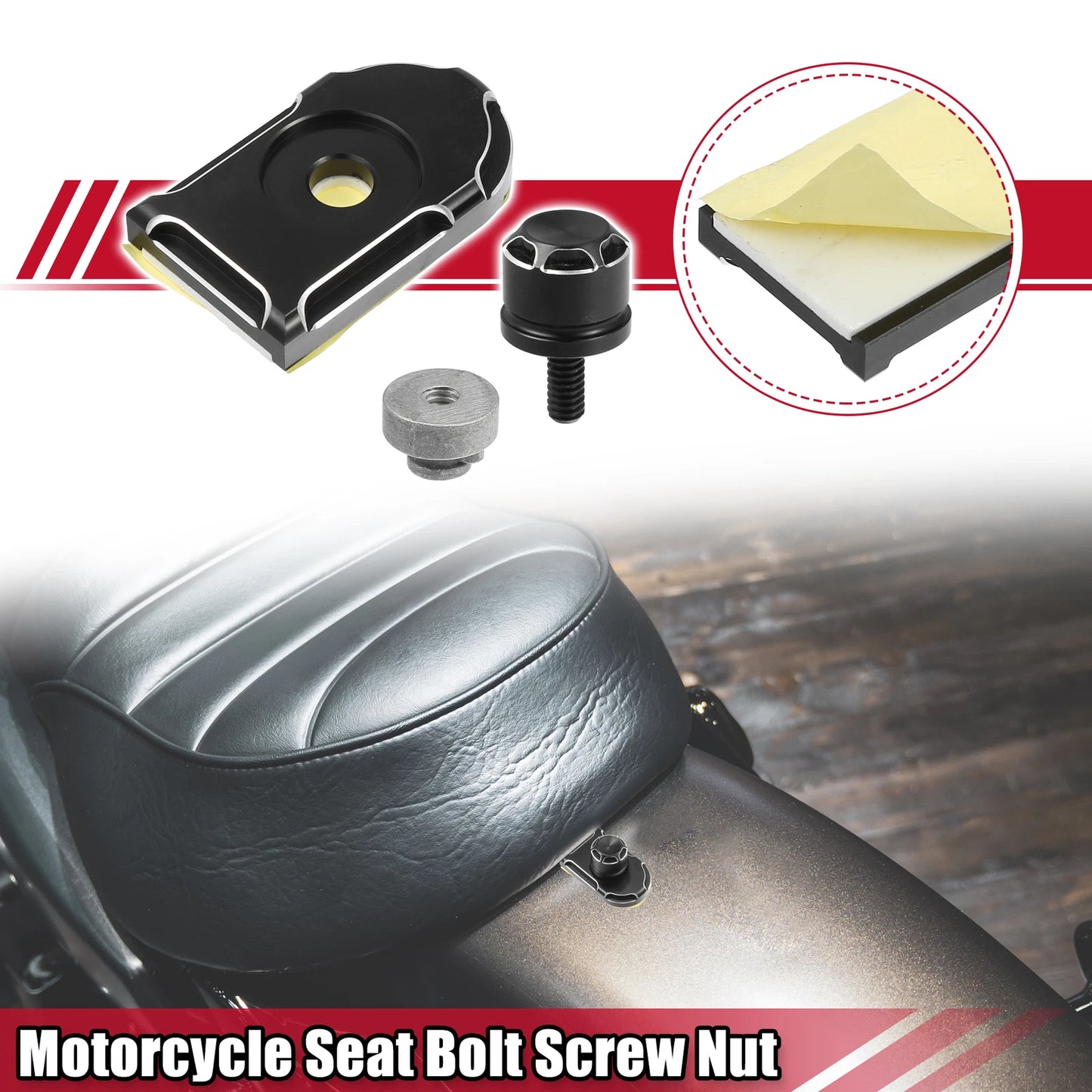 Set of 1 Motorcycle Seat Bolt Screw with Cover Nut for Harley Davidson