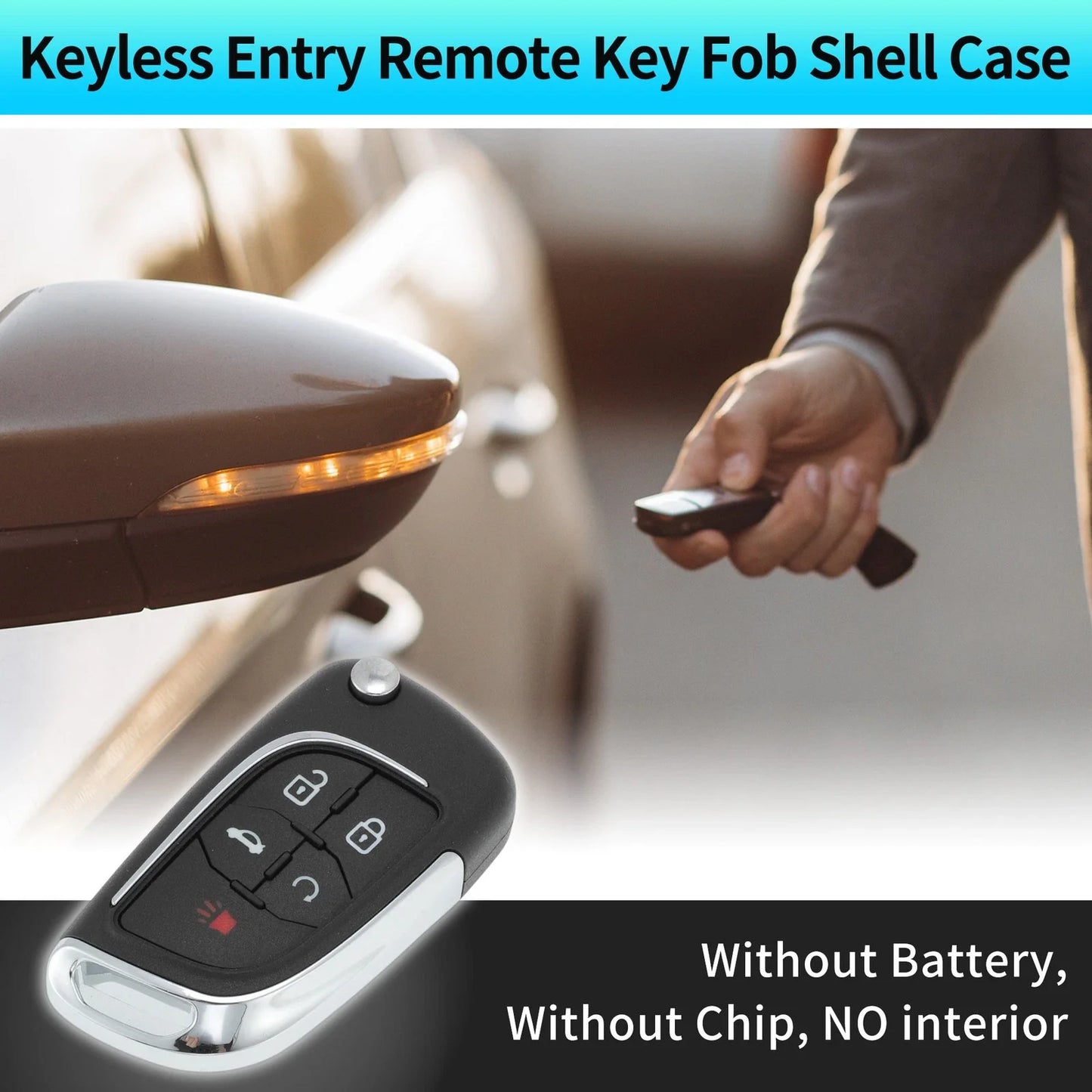 Keyless Key Fob Shell Case for Chevrolet Camaro Equinox (2010-2019)