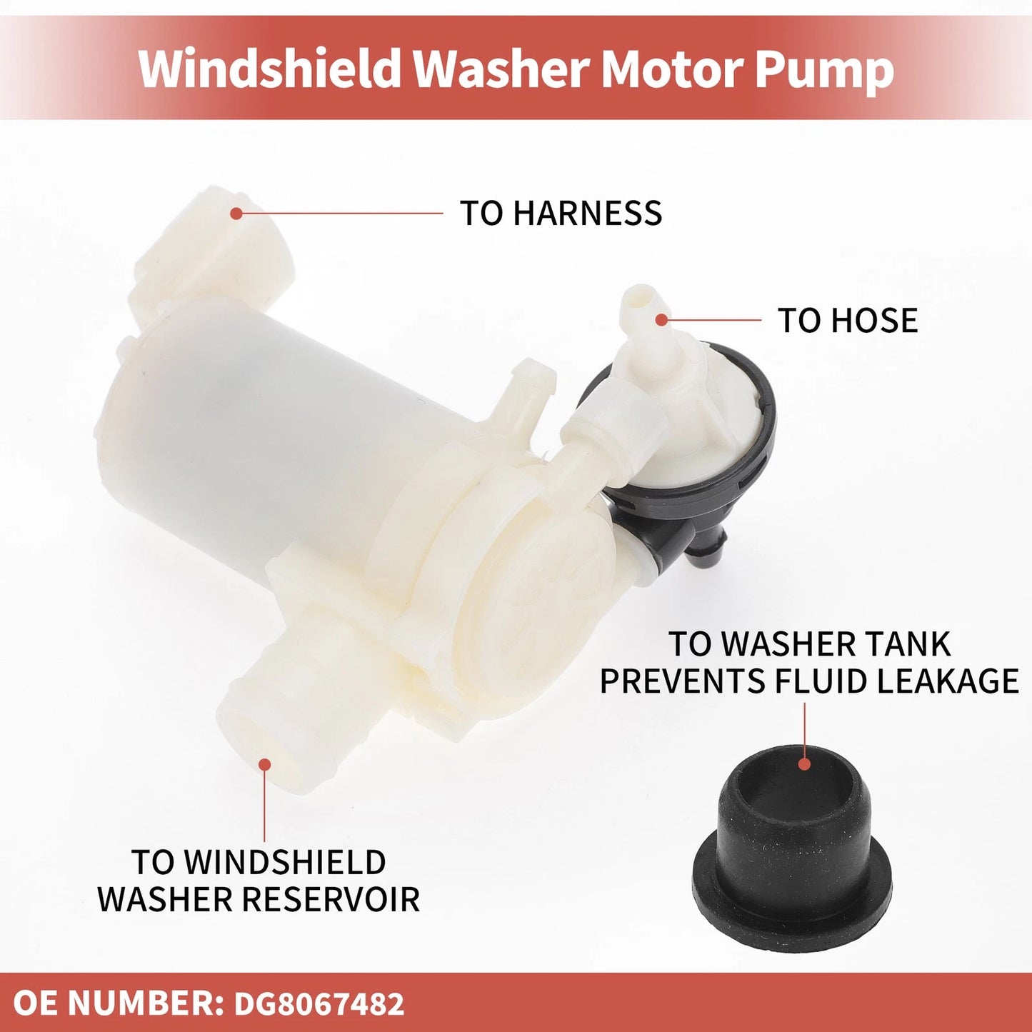 Windshield Washer Pump w/ Grommet for Mazda 2 (No.DG8067482)