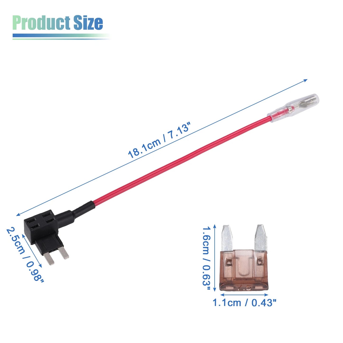 Set of 5 Car Fuse Tap Circuit Adapters for 12V Mini Blade Fuses