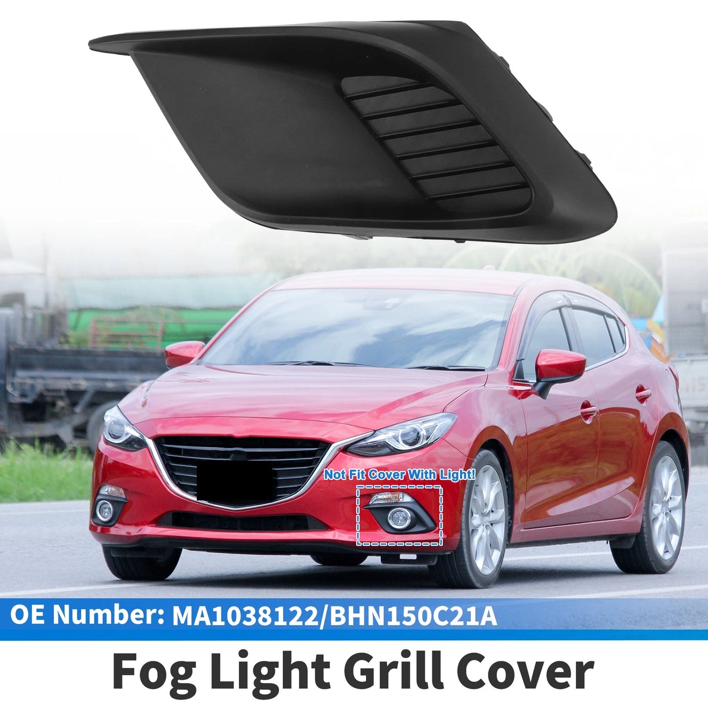 Front Left Fog Light Grill No.MA1038122 for Mazda 3 (2014–2016) Black ABS