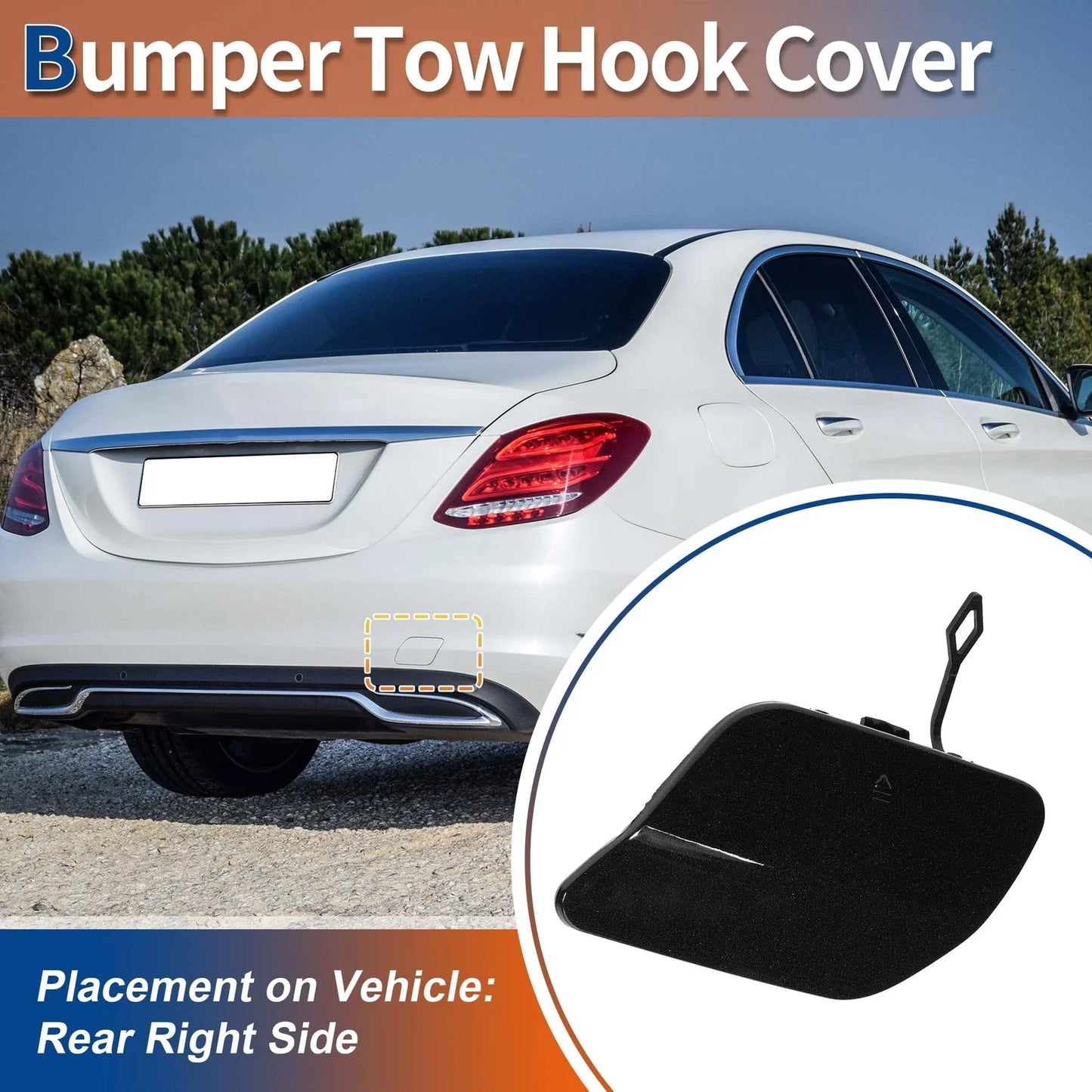 Rear Bumper Tow Hook Cover for Mercedes-Benz A2058850224 (2019-2023)