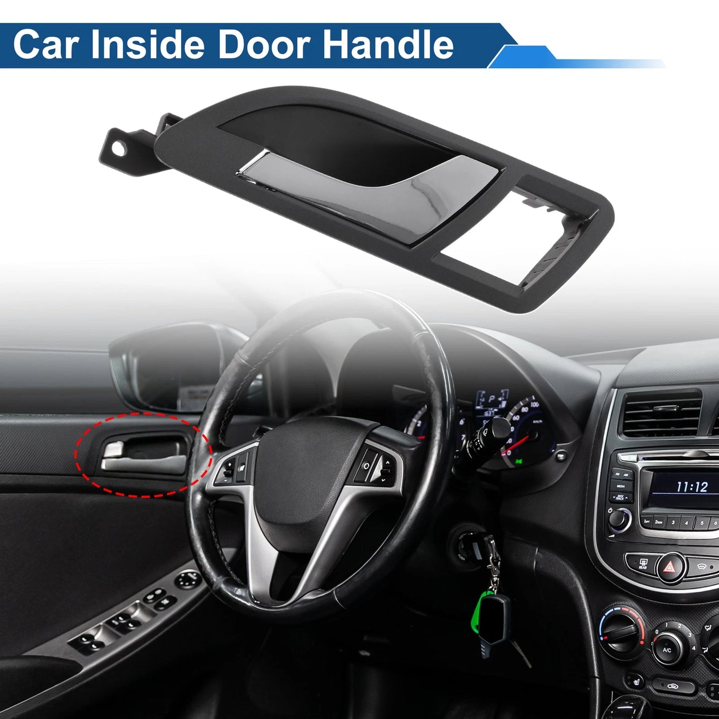 Front Passenger Side Interior Door Handle for VW Skoda (2001–2008) Gray Chrome