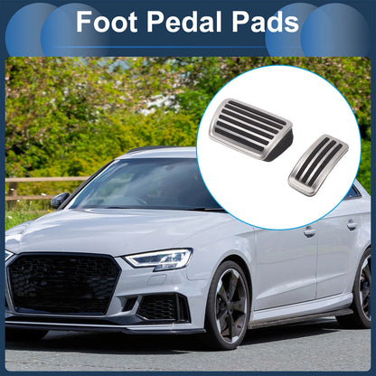 2X Automatic Foot Accelerator Pedal Covers for Audi Q7 (2016–2017) Silver Tone