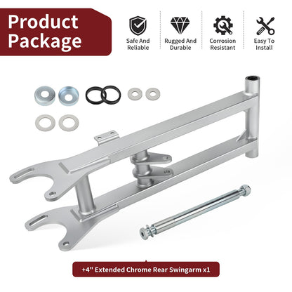 4" Extended Chrome Rear Swingarm for Yamaha Banshee 350 (1987–2006)