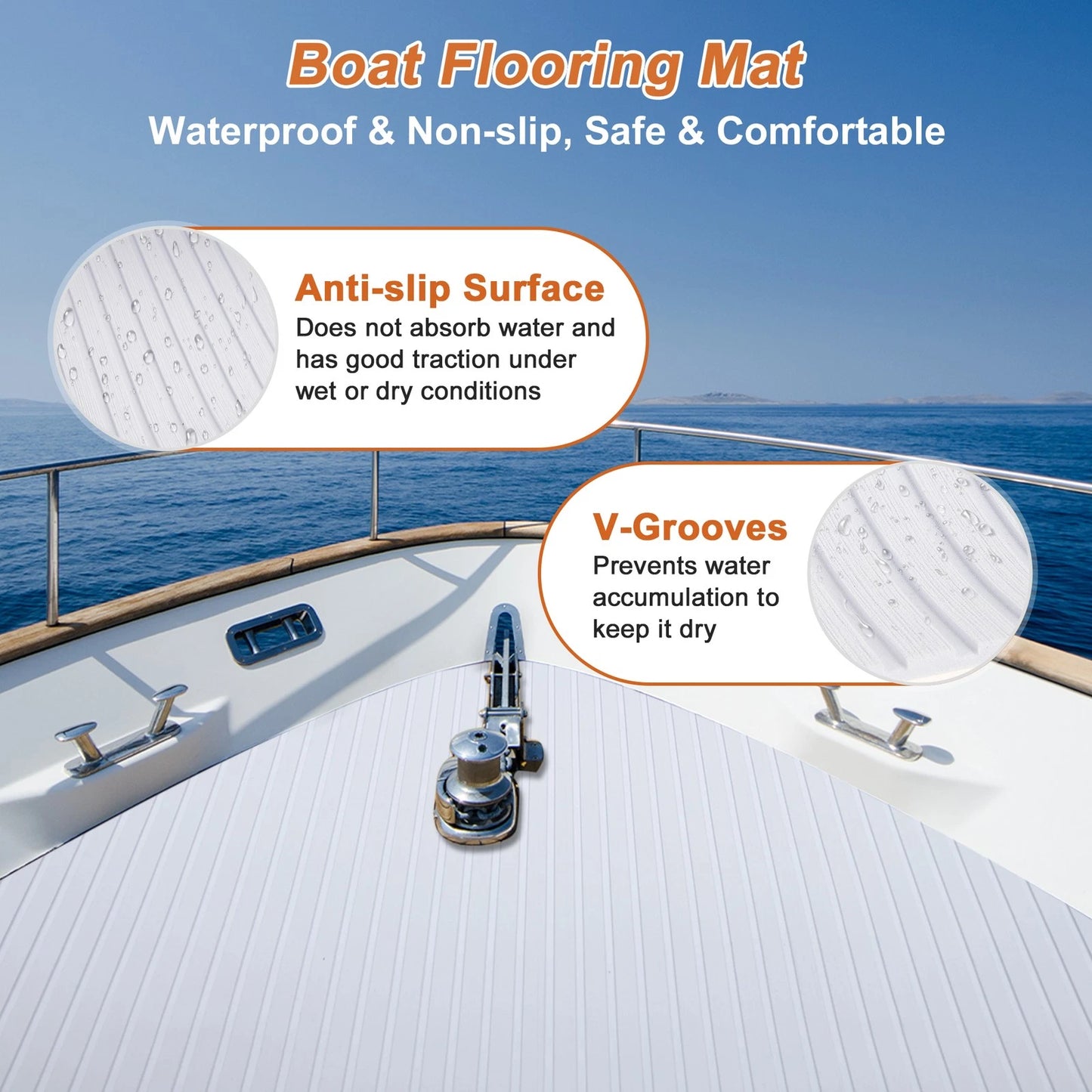 Self-Adhesive Boat Flooring Strip for Marine Use (96.06"L x 39.37"W)