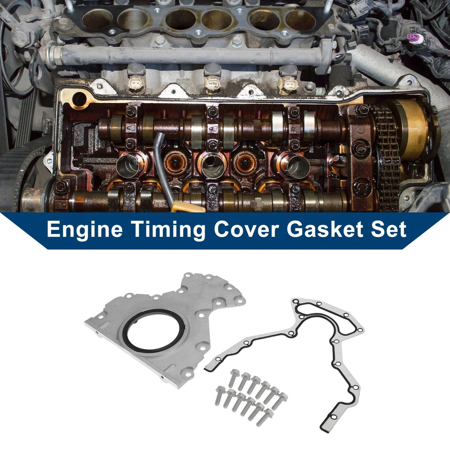 Engine Timing Cover Gasket Set for GMC Chevy 6.0 6.2 4.8 5.3 (2007-2019)