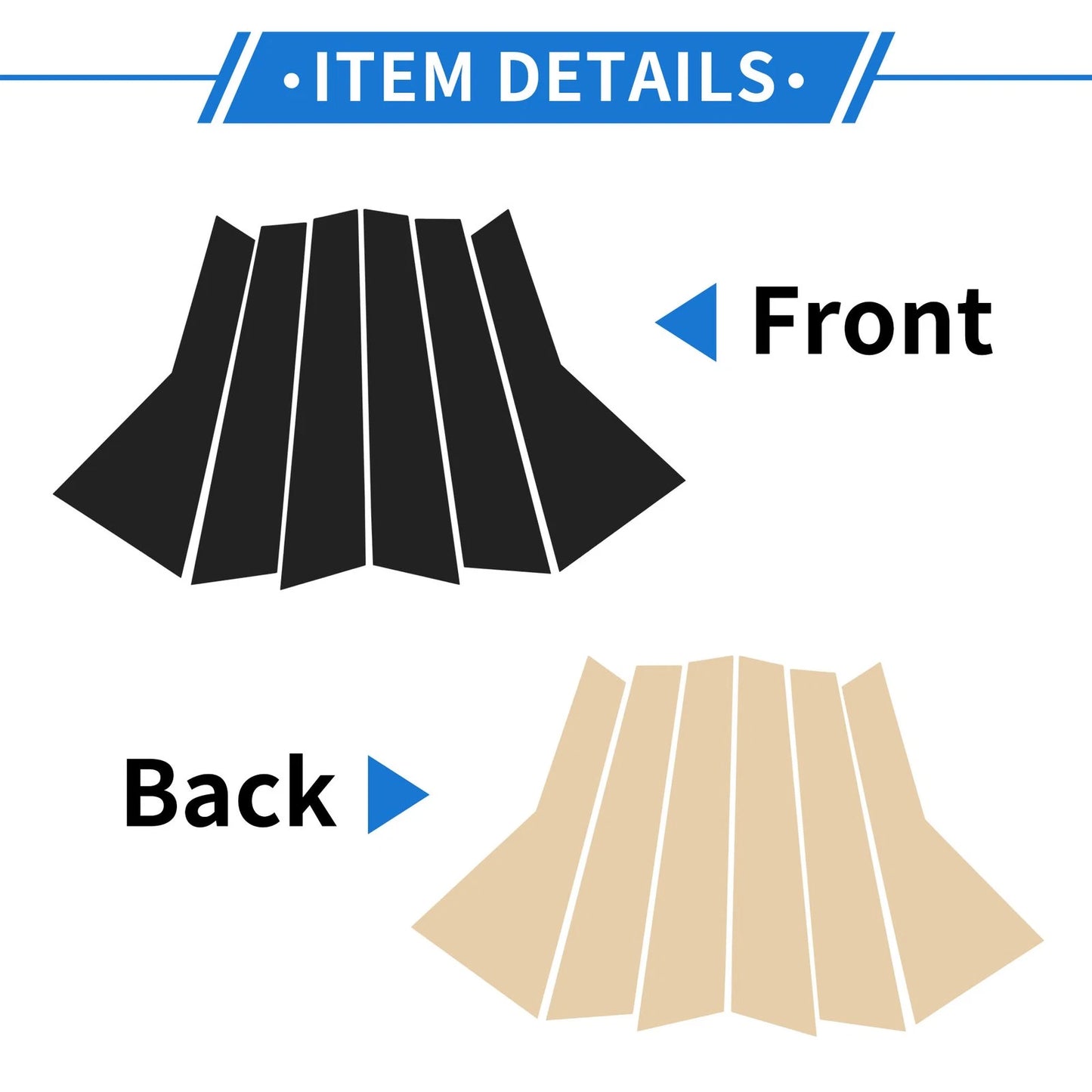 Set of 6 Door Pillar Window Trim for Land Rover Range (2014–2021) Black