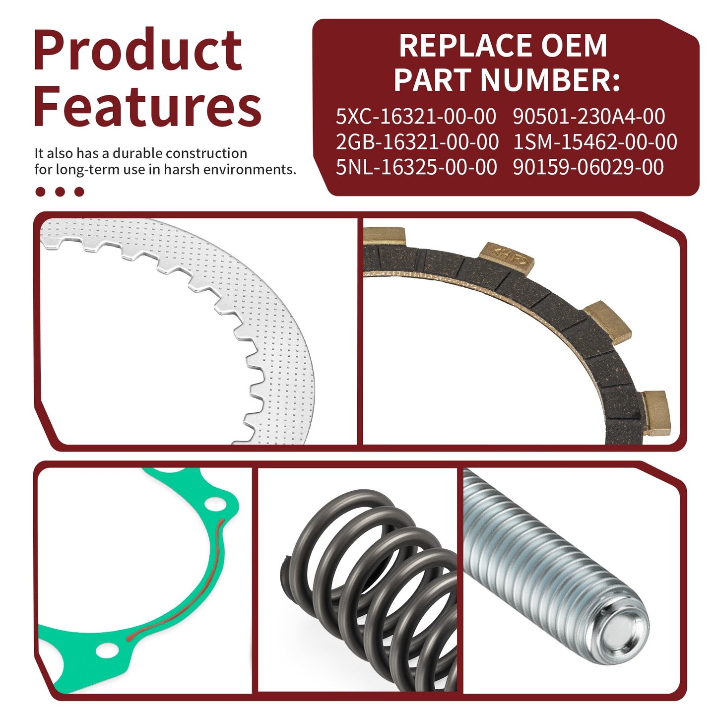 Clutch Friction Steel Plates and Gasket Kit for Yamaha WR250F YZ250FX (2015–2019)