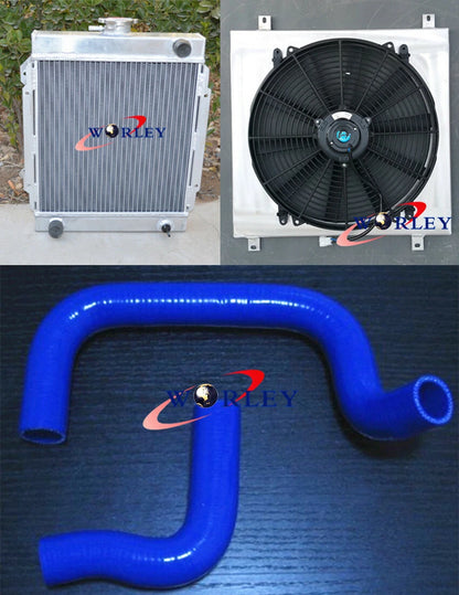 3 Row Aluminum Radiator with Shroud and Fan for Datsun 1200 B110 (1970–1976)