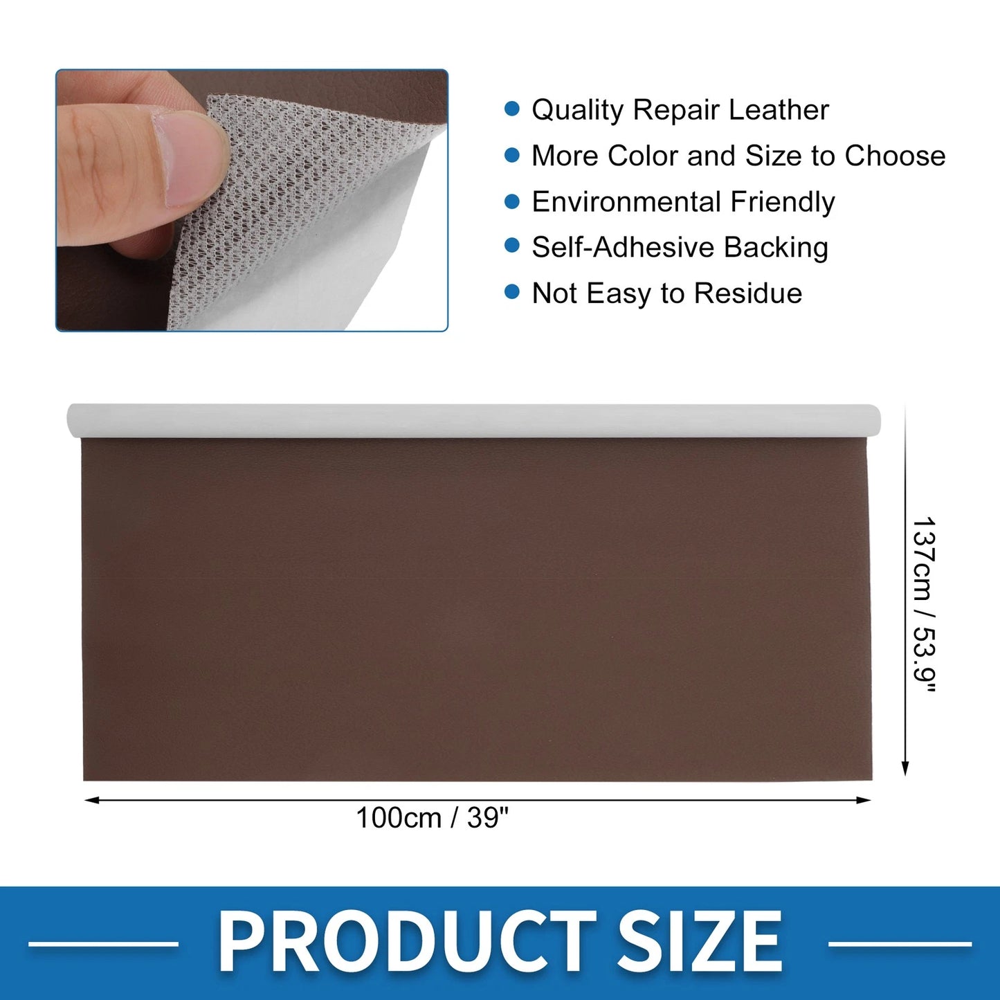 Self Adhesive Leather Repair Patch Tap for Car Seat Sofa (39"x53.9", Light Brown)