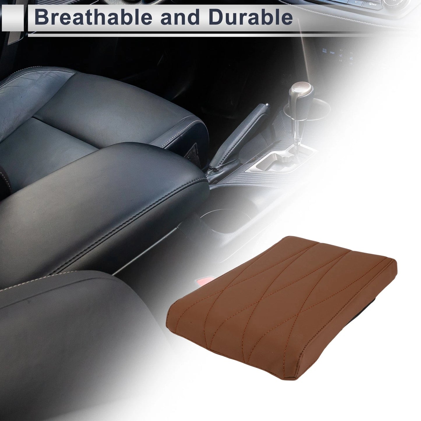Center Console Cover for Car (12.6"x7.87"x1.97", Light Brown)
