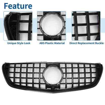 Front Upper Bumper Grille for Mercedes-Benz V-Class W477A (2020) Glossy Black