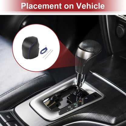 Car Gear Shift Knob Cover for Honda HR-V 2023-2024 Black Carbon Fiber Blue