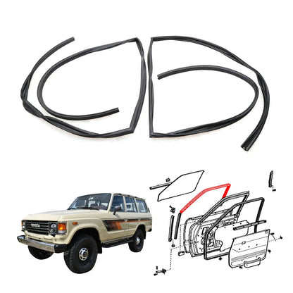 Rear Door Glass Run Channel Pair for Toyota Land Cruiser BJ60 FJ60 FJ61 HJ61 (1979–1990)