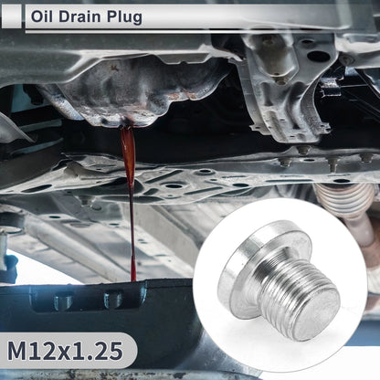 Set of 1 M12x1.25 Engine Oil Drain Plug with Gasket for Car Motorcycle