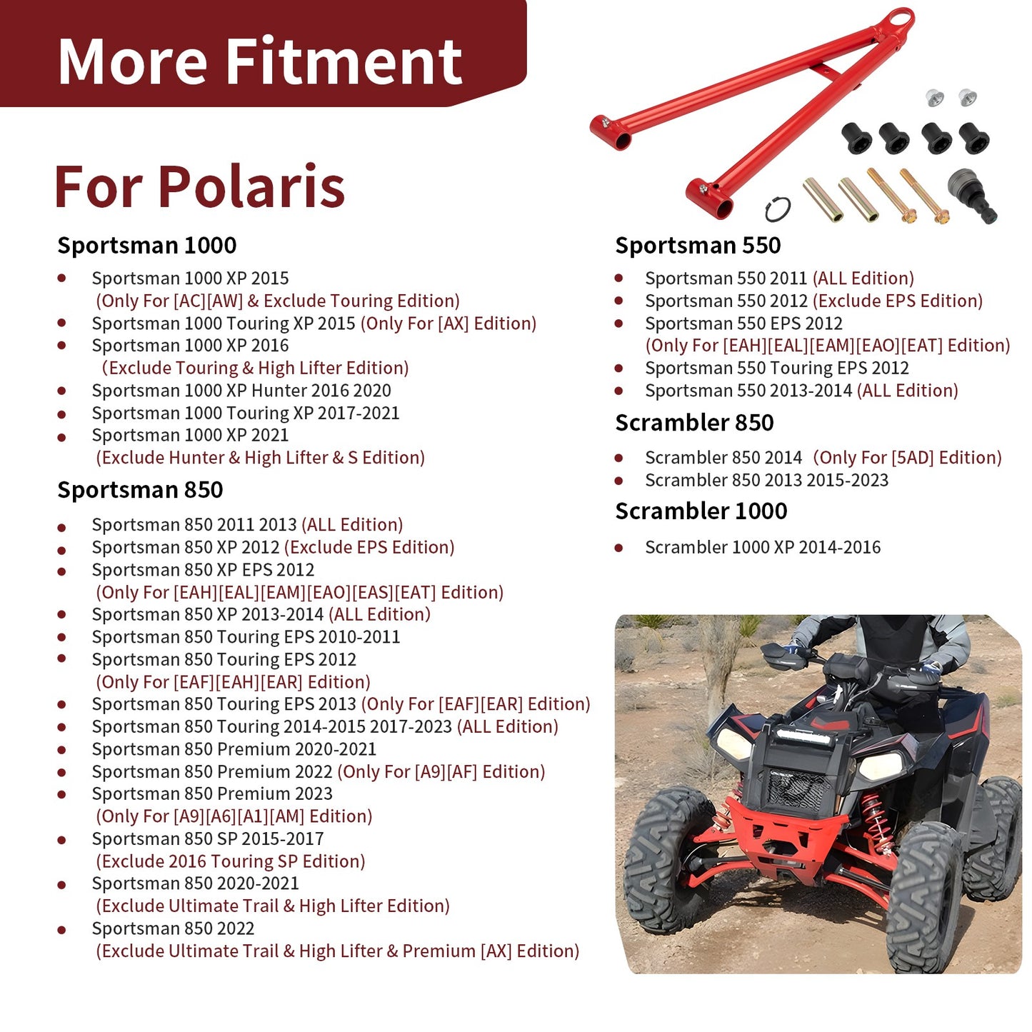 Front Right Lower A-arm & Ball Joint Kit for Polaris Sportsman 850 1000 (2014–2023)