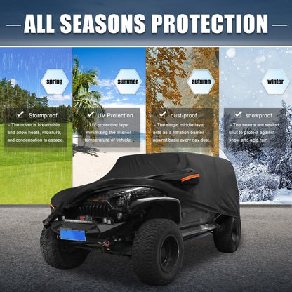 Waterproof Aluminum Film Car Cover for Jeep Wrangler JK JL (2007–2023)