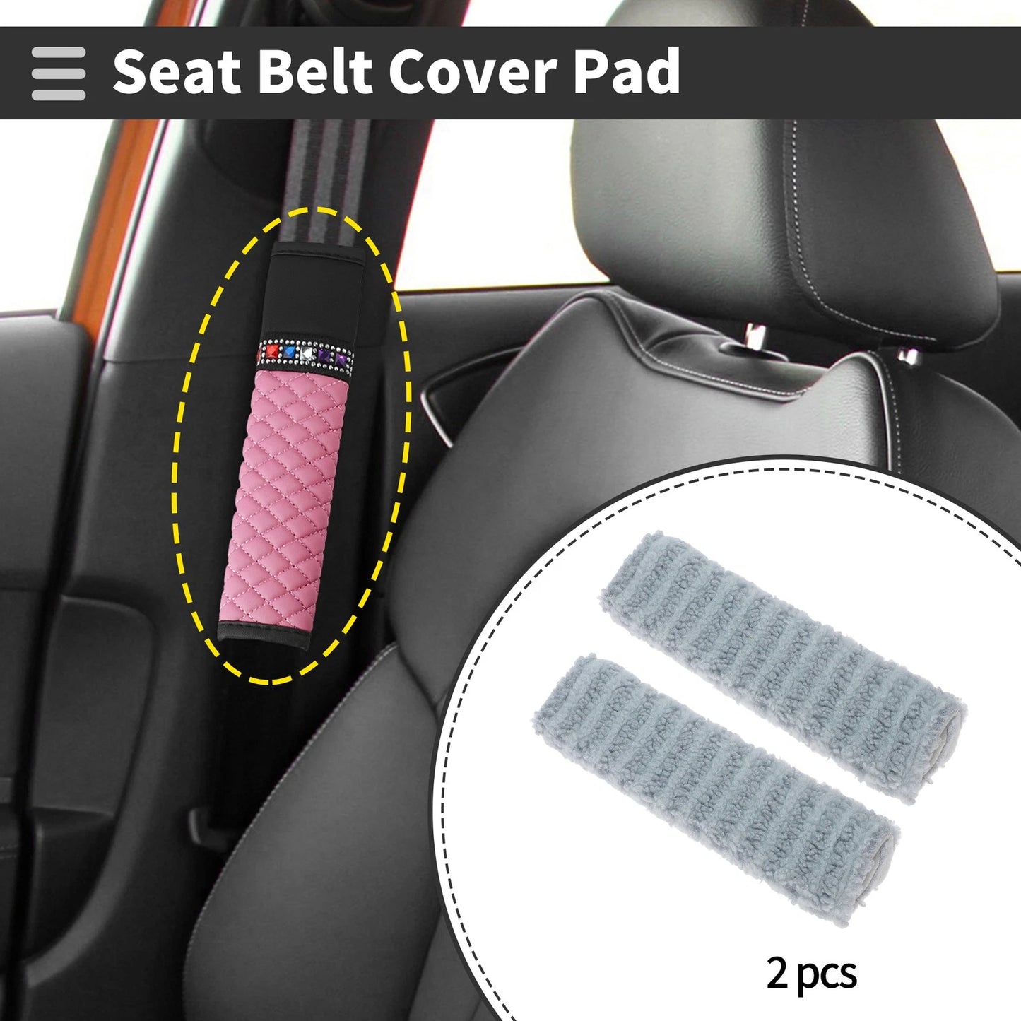 Set of 2 Blue Seat Belt Cover Pads for Universal Fit (26cm)