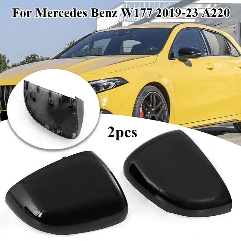 Wing Mirror Cover Cap Assemblies / Gloss Black / for Mercedes W177 (2019–2023)