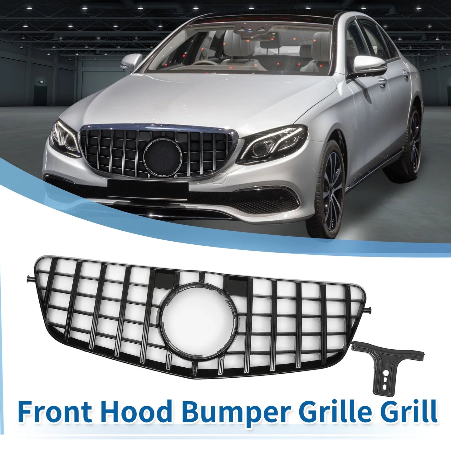 Front Upper Bumper Grille for Mercedes-Benz E300 2009-2013 Black Grills