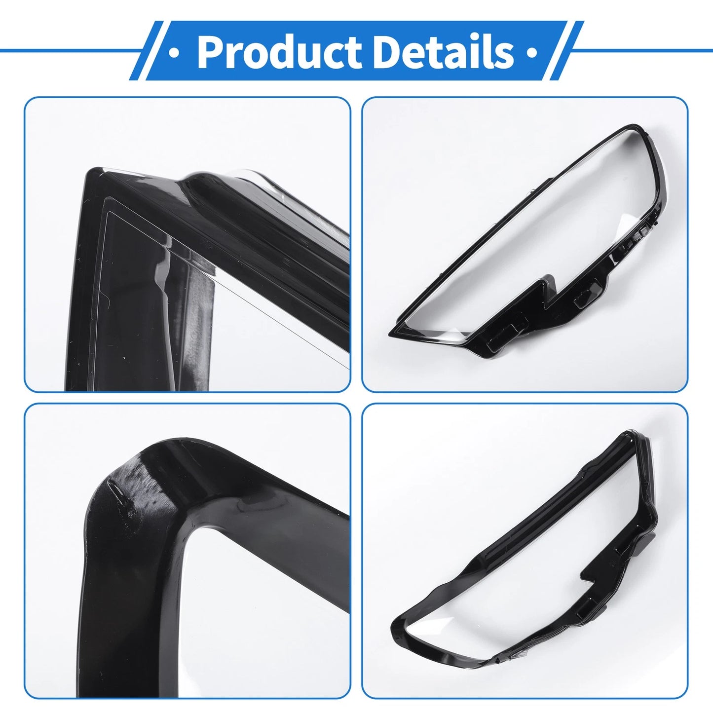1 Pc Headlight Lens Cover for Audi A3 (2016–2020) Black
