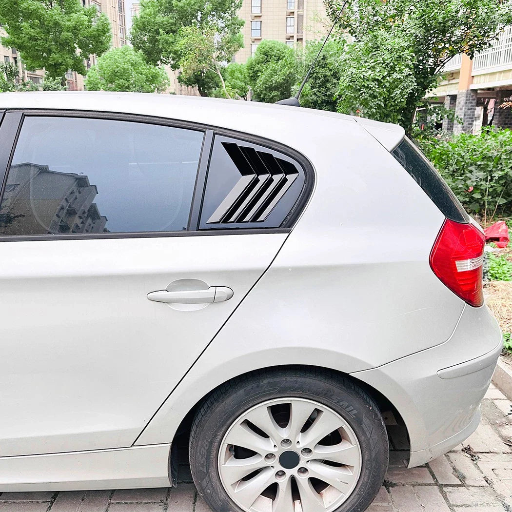 Black Side Rear Window Louvers Shutter Vent Cover for BMW 1 Series (2005-2011)