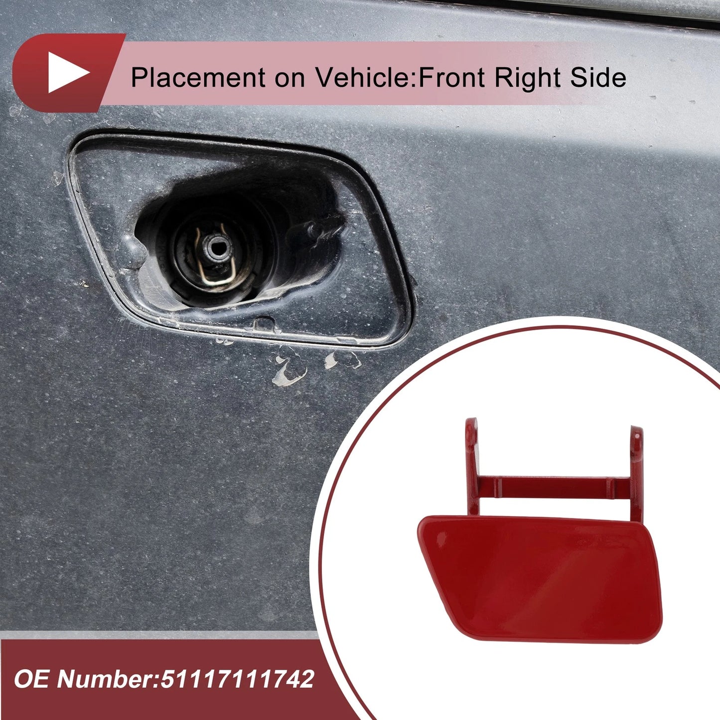 Bumper Headlight Washer Nozzle Cover Cap No. 51117111742 for BMW 525i (2004–2005)