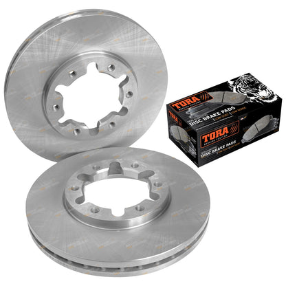 2 Front Disc Brake Rotors + Pads for Nissan Patrol GU Y61 (1997–2016)