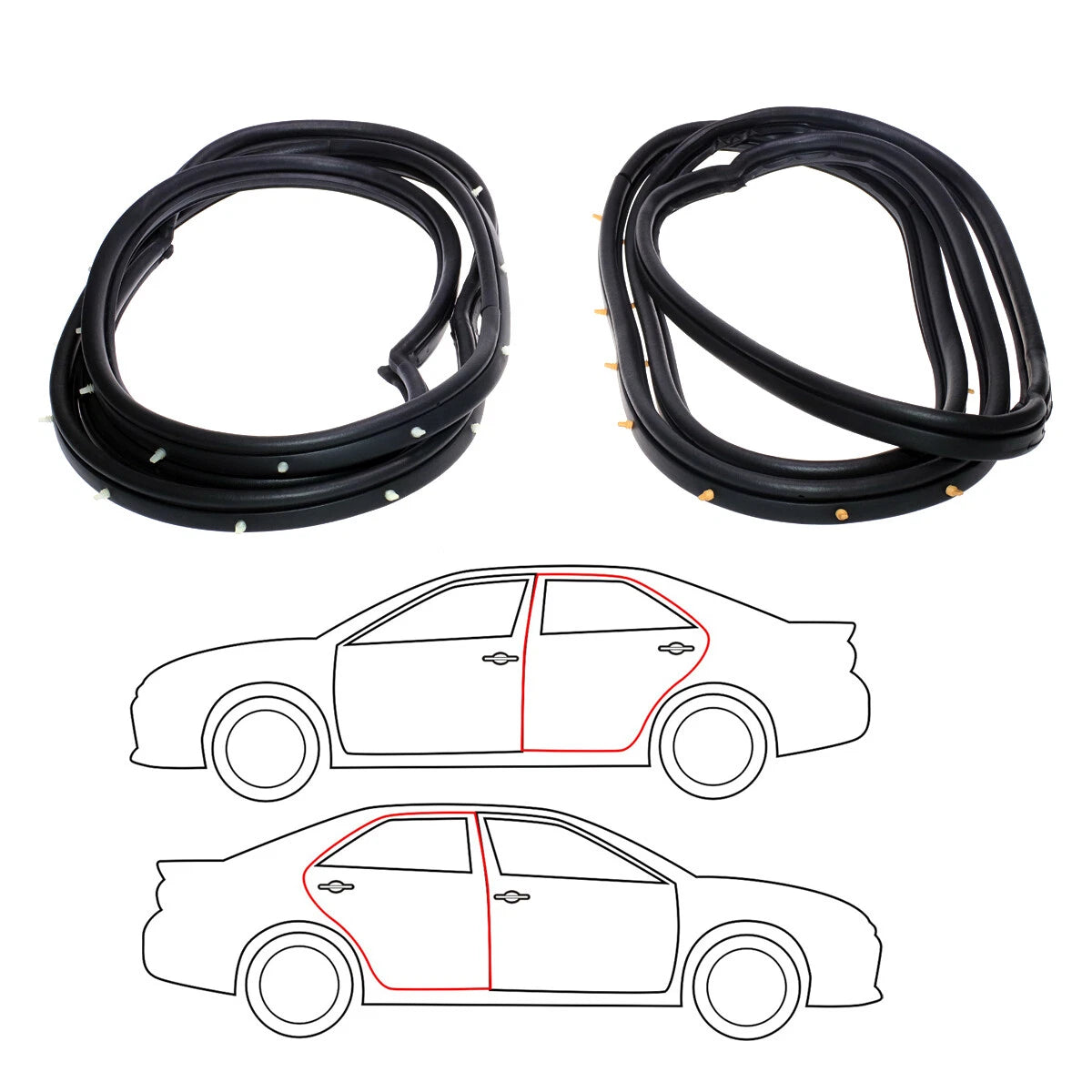 Rear Door Weatherstrip x2 for Mitsubishi Galant Eterna Sigma 1980-1987