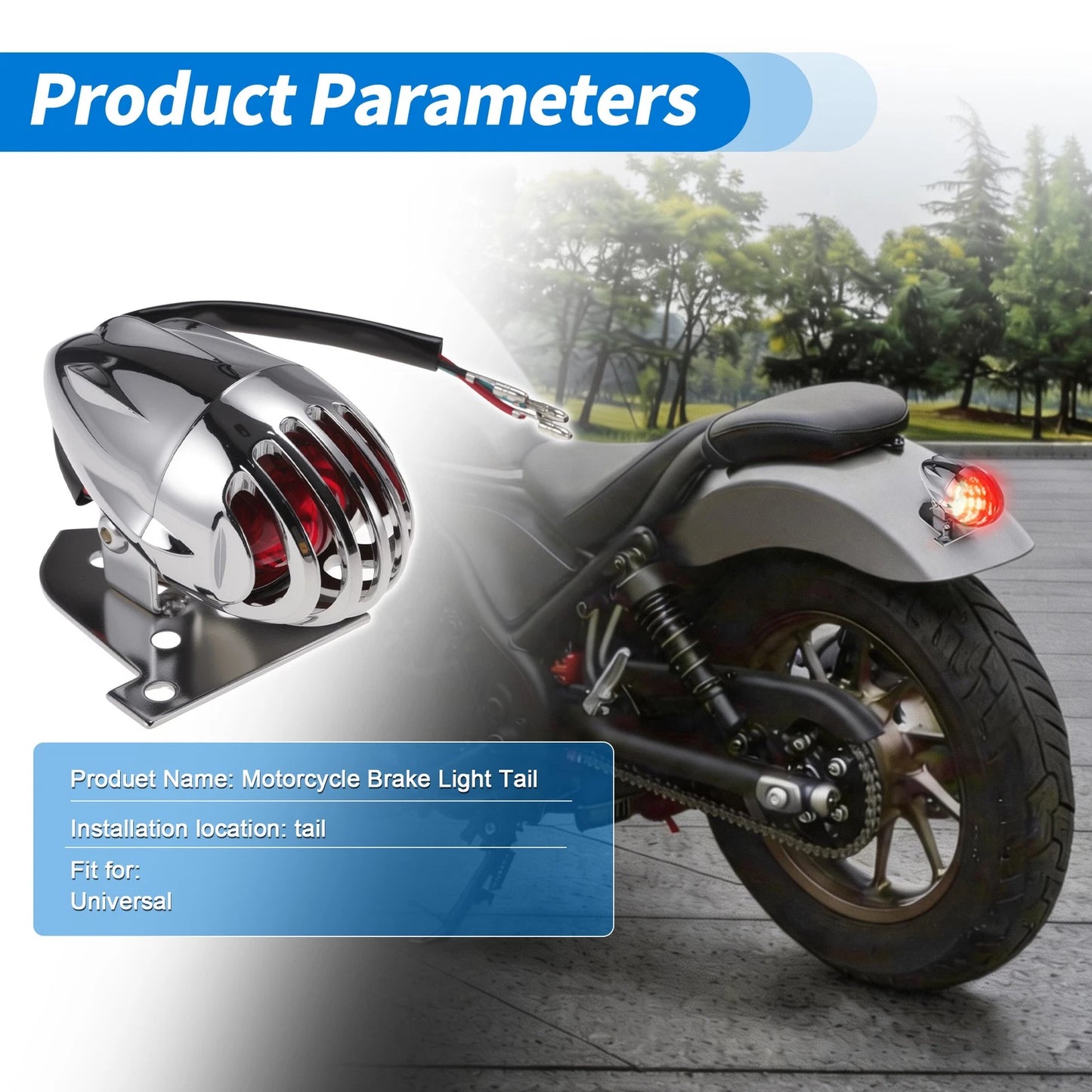 LED Motorcycle Tail Light for Universal 12V Models (Red)