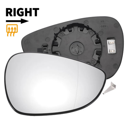 Right Side White Heated Mirror Glass for Ford B-Max Fiesta (2012–2019)