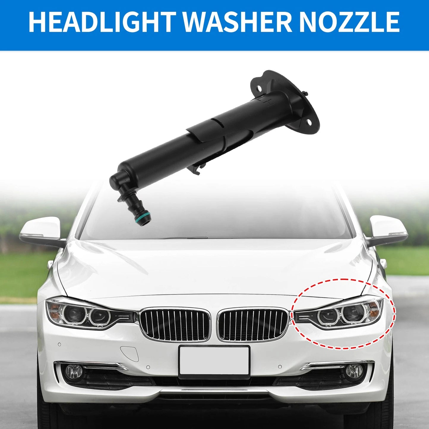 Front Driver Side Headlight Washer Nozzle for Porsche Cayenne (2011–2018) No. 95862816110