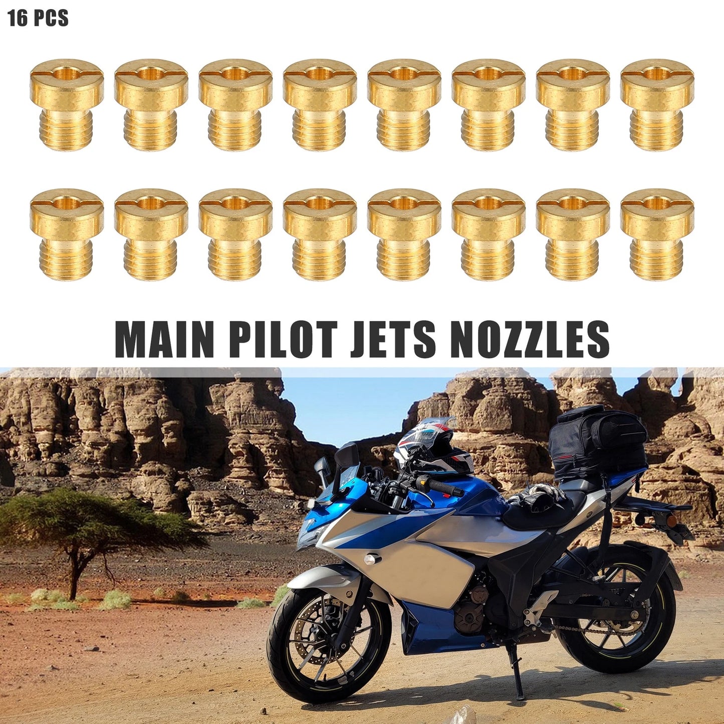 16pcs Motorcycle Main Jets Nozzles M6x0.8 55-82 for Various Models