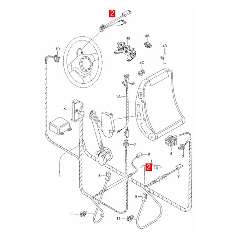 Steering Wheel Wiring Harness for VW Jetta, Passat (2000–2005)
