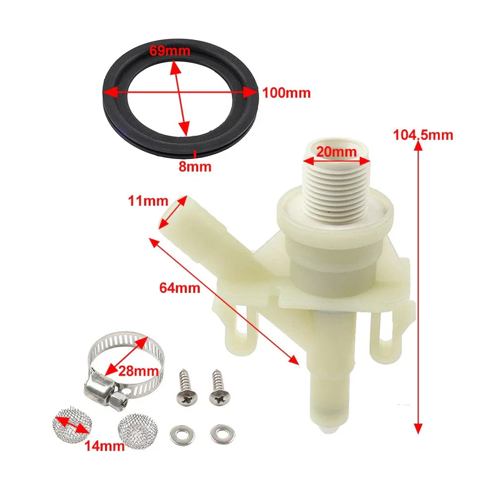 Toilet Water Valve & Flush Ball Seal for Dometic RV (No Year Specified)