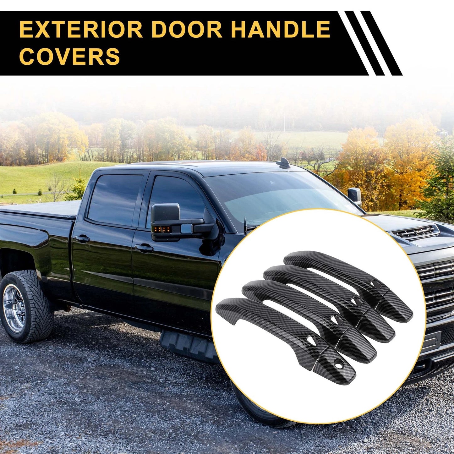 Set of 4 Exterior Door Handle Covers for Chevrolet Silverado 1500 (2014–2024)