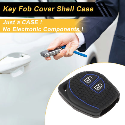Black Blue Line Car Key Case for Suzuki Alto (2010–2023) - 2 Buttons