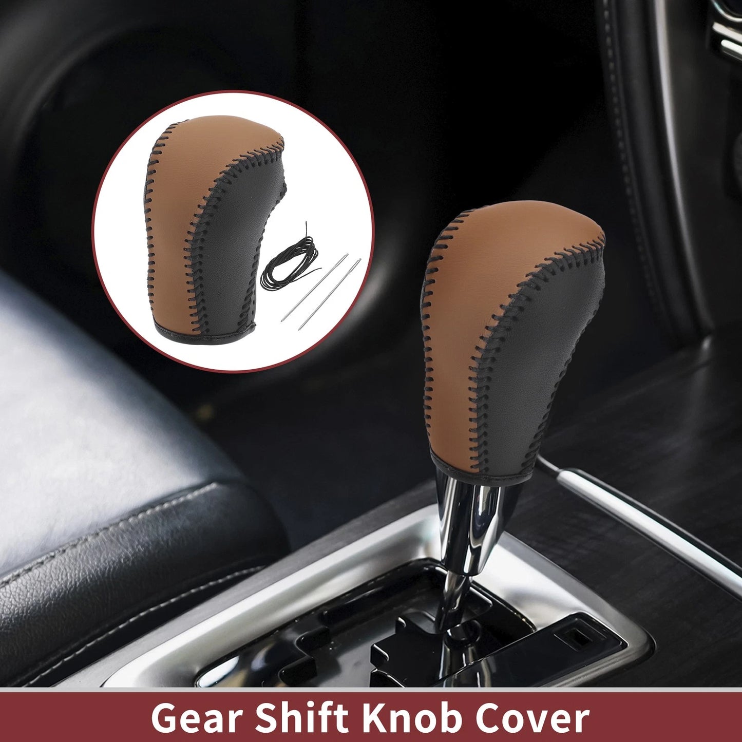 1 Pc Gear Shift Knob Cover for Mazda CX-5 (2013–2014) Brown Faux Leather