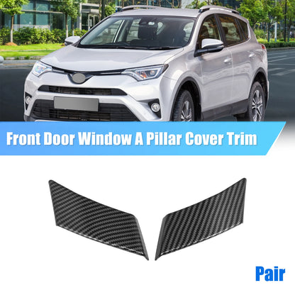 Carbon Fiber Pattern Front Door Window A Pillar Cover Trim for Toyota RAV4 (2019–2023)