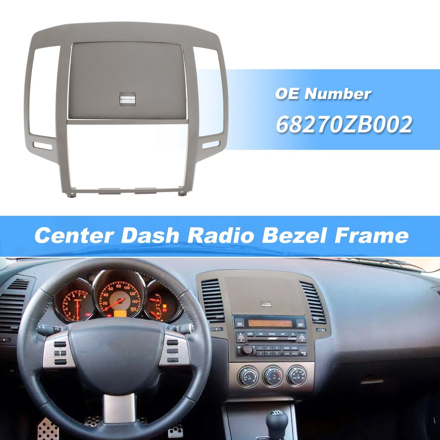 Center Dash Radio Bezel Storage Cubby Vents Frame for Nissan Altima (2005–2006)