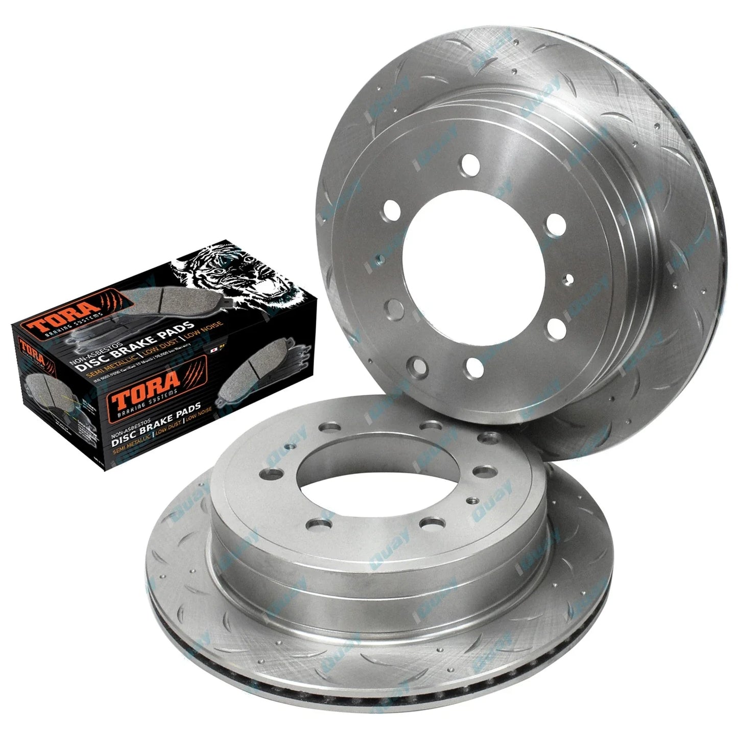 Rear Disc Rotors & Brake Pads Slotted Drilled for Toyota Prado 120 Series (2002-2009)