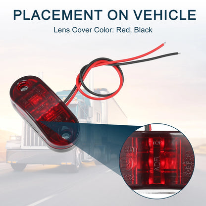 Set of 4 Universal LED Trailer Lights 24V Rubber Oval Waterproof Red