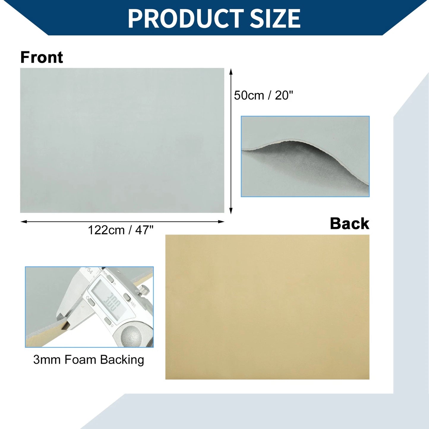 150G Suede Headliner Fabric for Car Roof Repair (20"L x 47"W) Light Gray