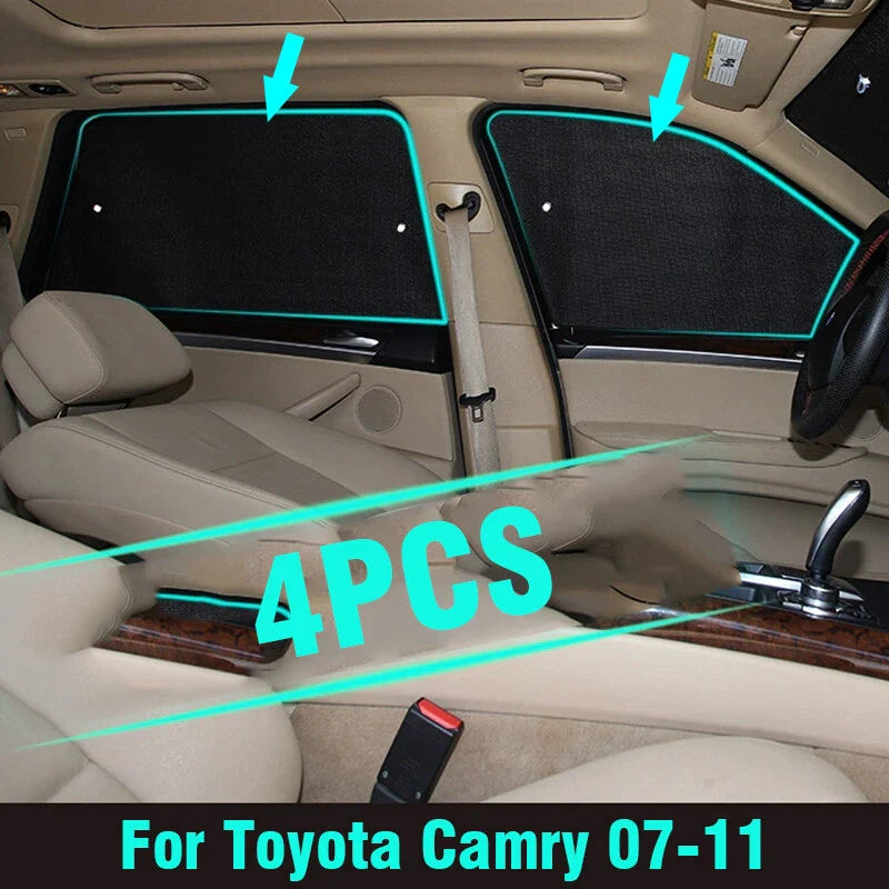 4 x Side Window Sunshade Black Silver Privacy for Toyota Camry (2007–2011)